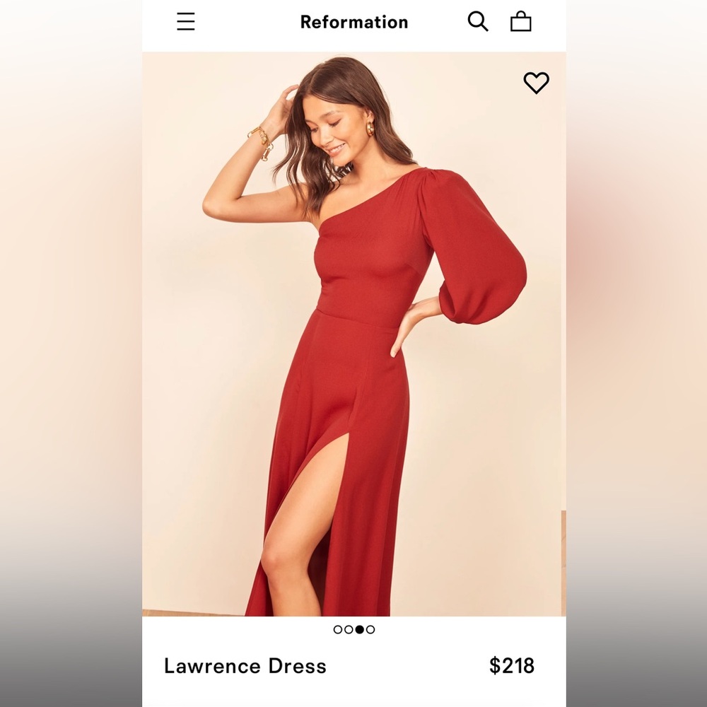 Reformation Crimson Lawrence Dress one-shoulder size 6